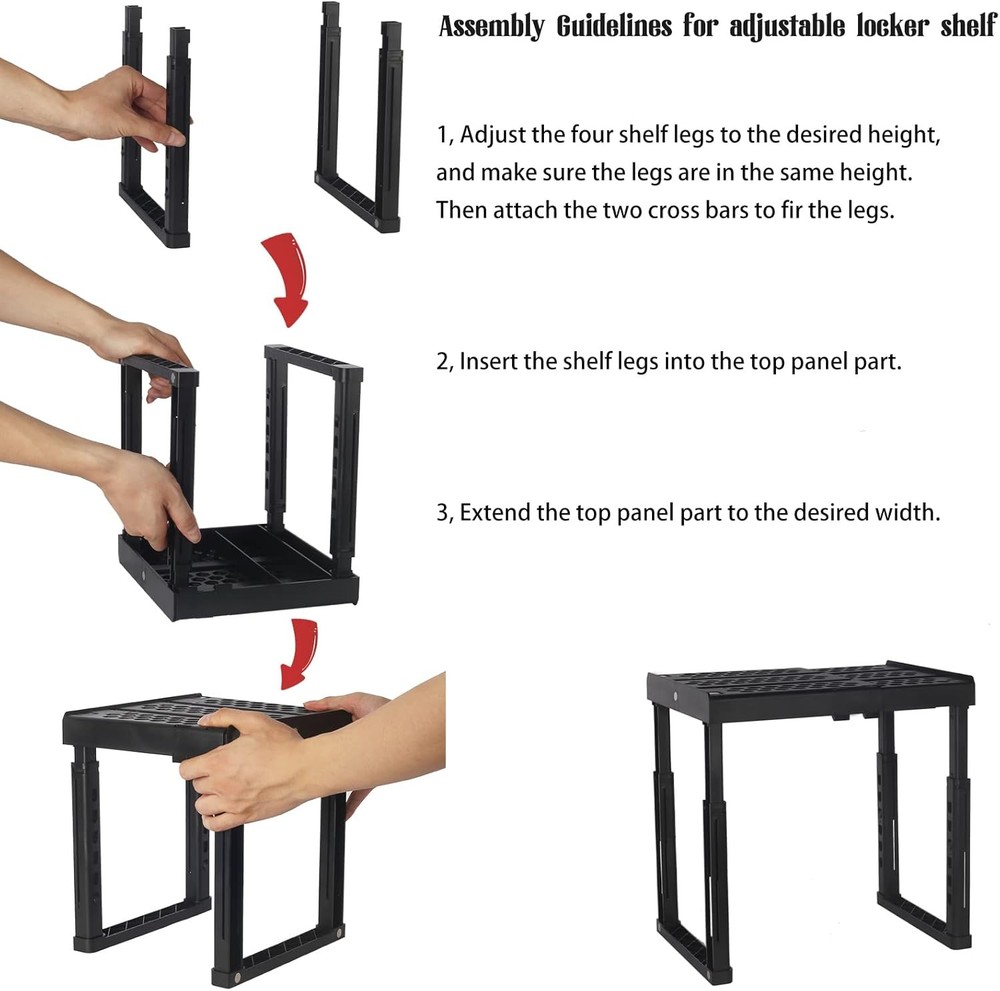 Locker Shelf for School LockerAdjustable Height and Width Locker Organizer Shelf