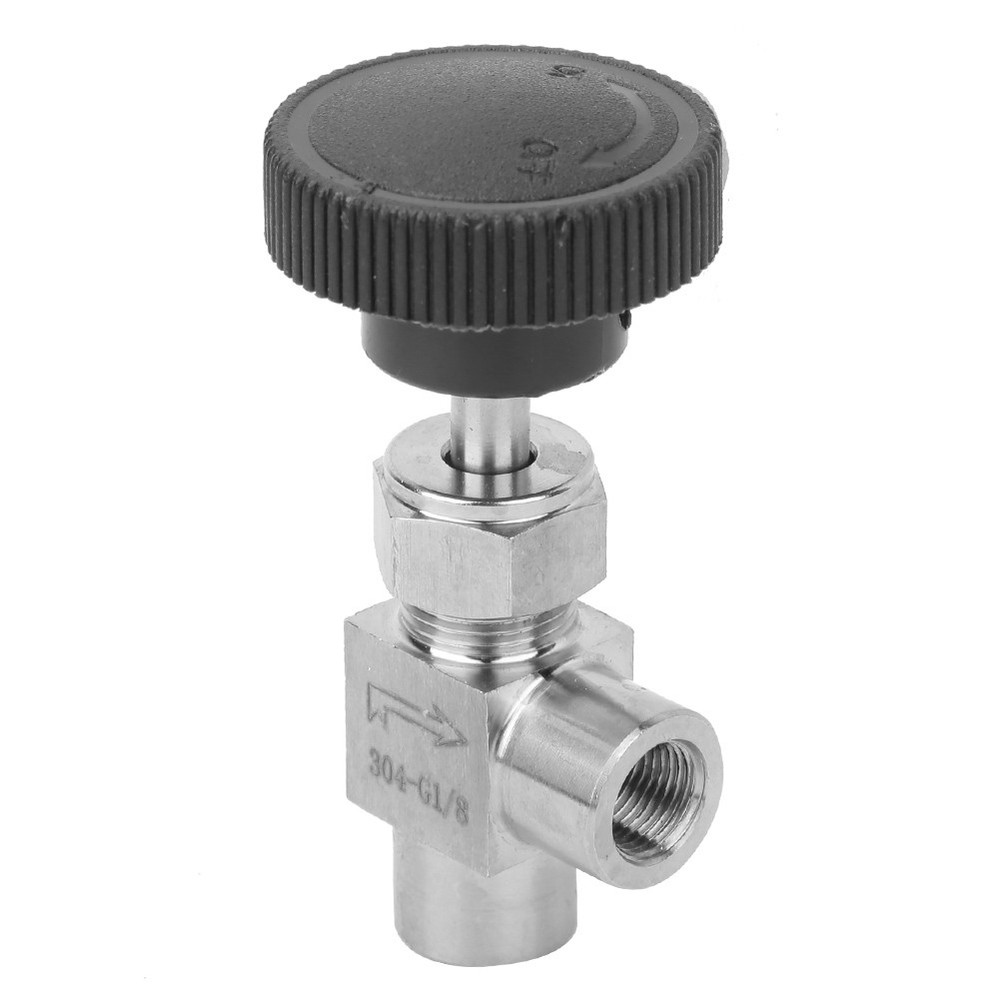 Black Handle 1/8 Inner Thread BSPP Female Thread Needle Valve Angle Type Stop Va
