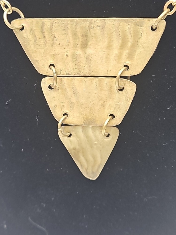 Brass mixed metal MCM Triangular Stacked Bohemian Neckalce
