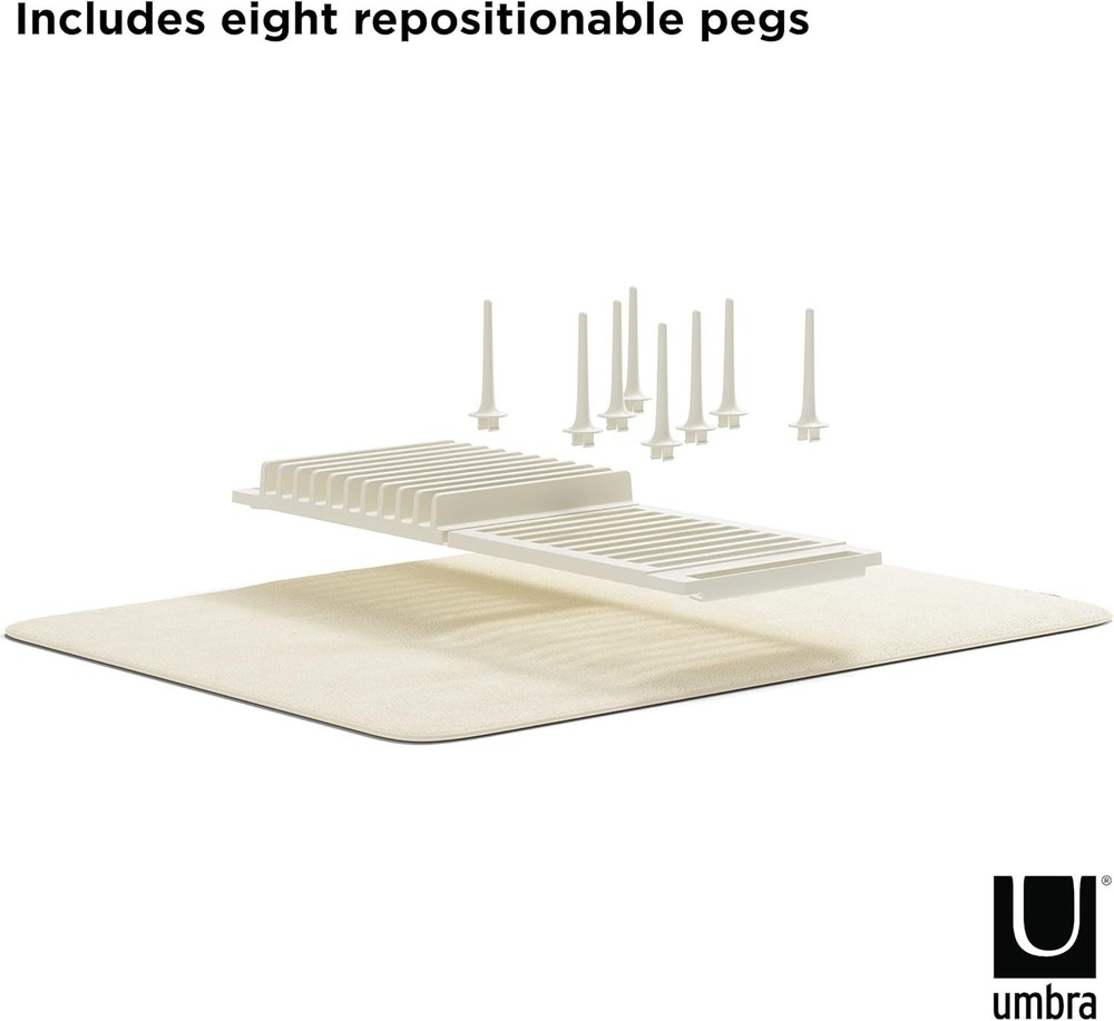 Umbra Udry Rack and Microfiber Dish Drying Mat-Space-Saving Lightweight Design