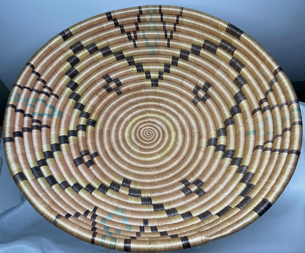 12" Handwoven Coiled Basket Unknown Origin