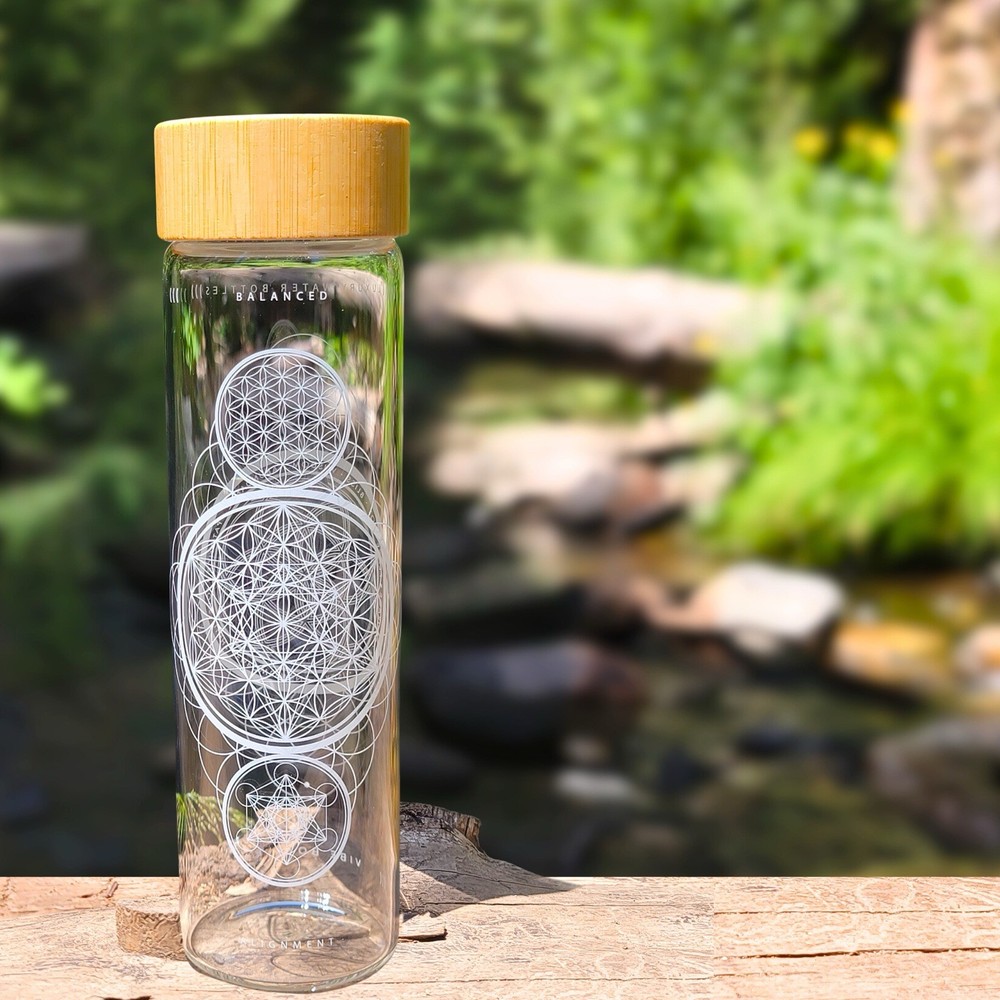 Alignment Sacred Geometry Glass Water Bottle