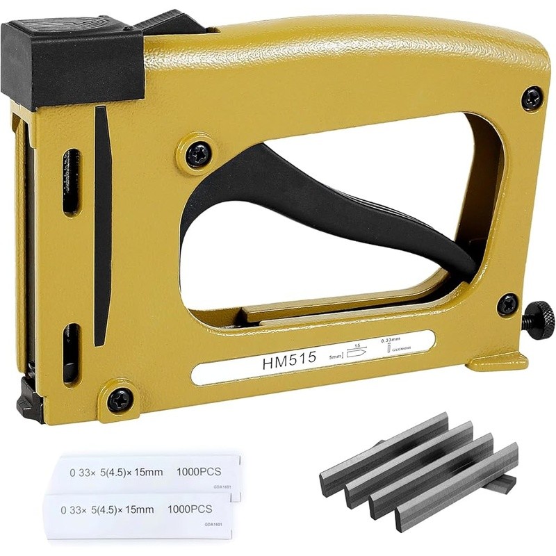 Manual Frame Stapler Tools W/ 2000 Nails Adjustable Depth Aluminum Alloy New