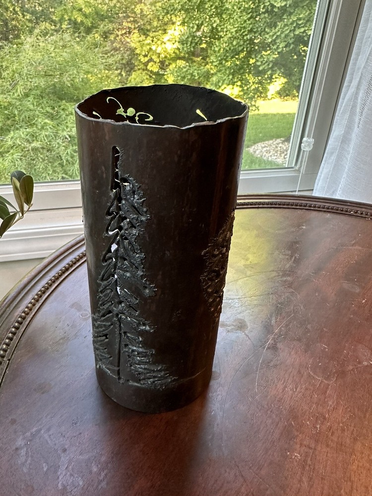 Handmade Blow Torched Metal Pipe Luminary