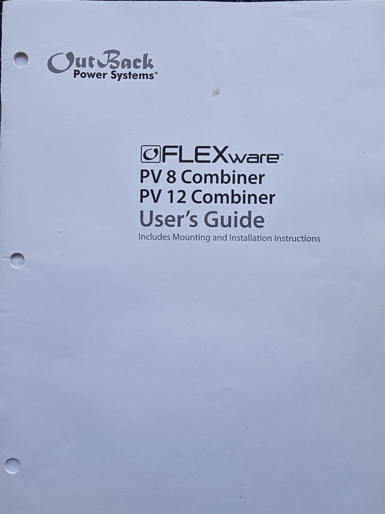 Outback Power, Combiner Box, Flexware, PV8, FWPV-8