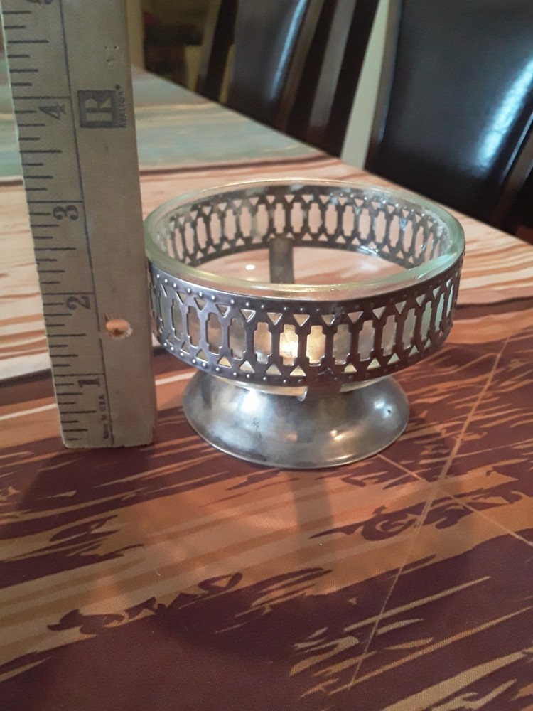 Leonard Silver Plated Glass Candle Holder