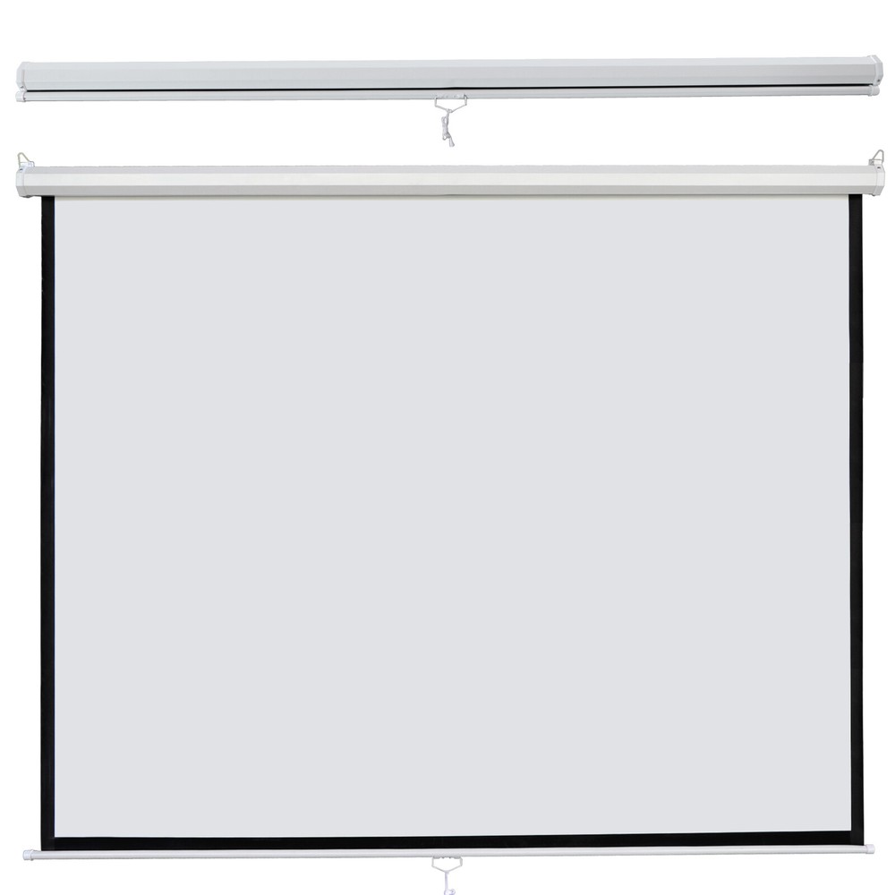 84" Manual Pull Down Auto-Lock Projector Projection Screen Matte White 1:1 Ratio