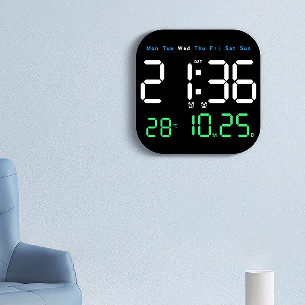 Adjustable LED Large Digital Wall Clock with Temperature and Date Display