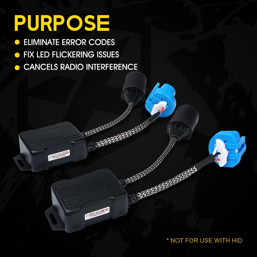 2X 9007 LED Headlight Canbus Anti Flicker Error Free Resistor Canceller Decoder