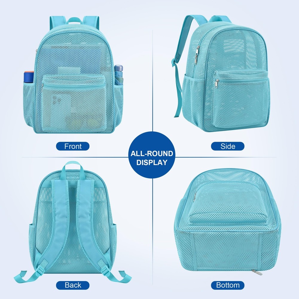 Heavy Mesh Backpack with Rain Cover,See Through Mesh Backpack for School,Beac...