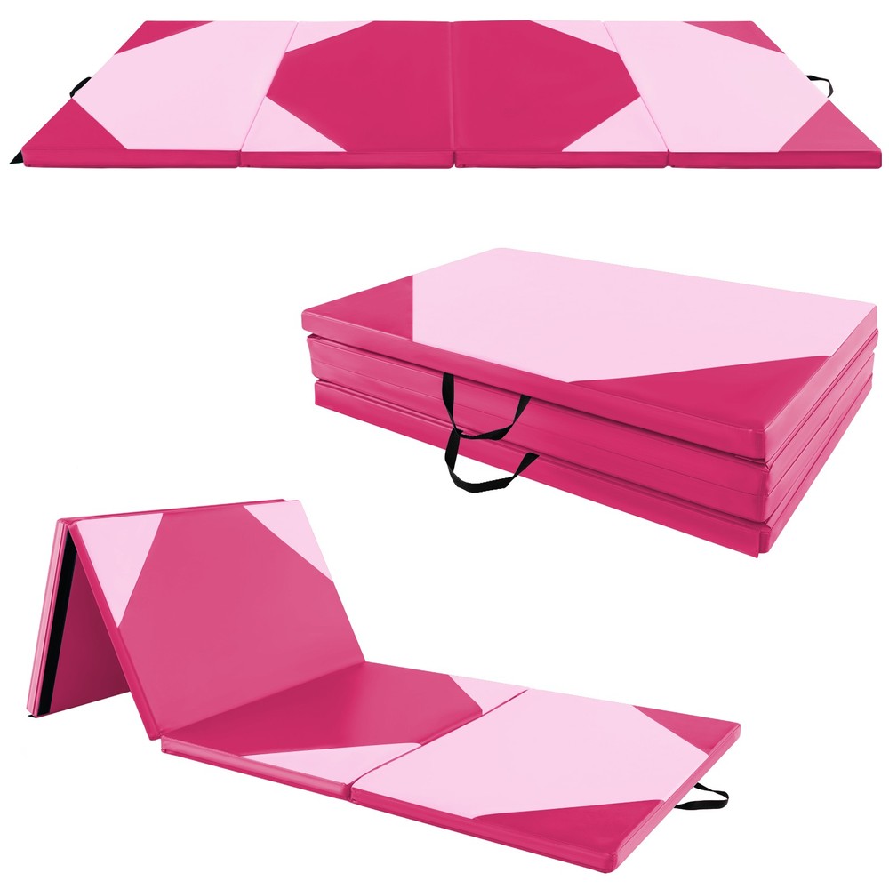 10' x 4' x 2" Folding Exercise Mat w/ Carrying Handles Hook & Loop Fasteners