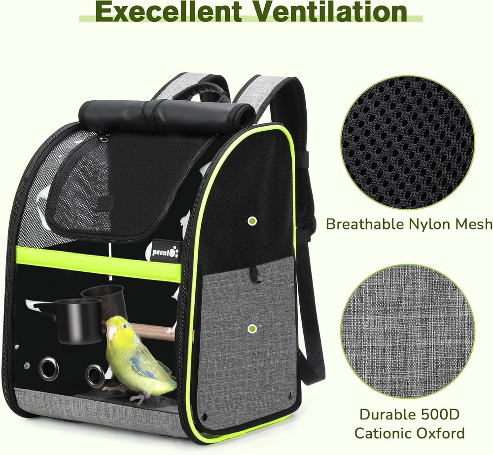 Bird Carrier Backpack, Parrots Bird Backpack with Visible Window, Adjustable Hei
