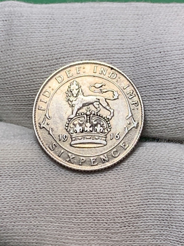 1916 Great Britain 🇬🇧 Silver Six 6 Pence (A2189)