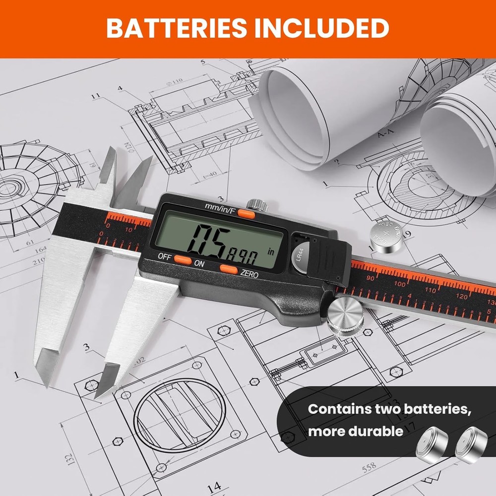 8” Electronic Digital Caliper Extra Large Display 0-8 Inches
