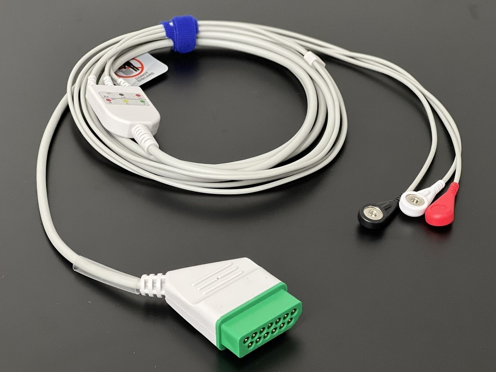 Nihon Kohden BSM Life Scope ECG Cable 3 Leads Snap Compatible- Same Day Shipping