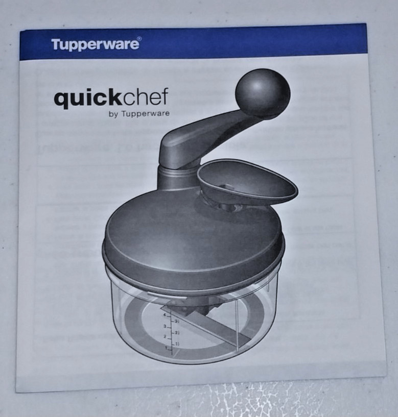 TUPPERWARE Quick Chef Pro System/Manual Turn Handle Food Processor Sapphire Blue