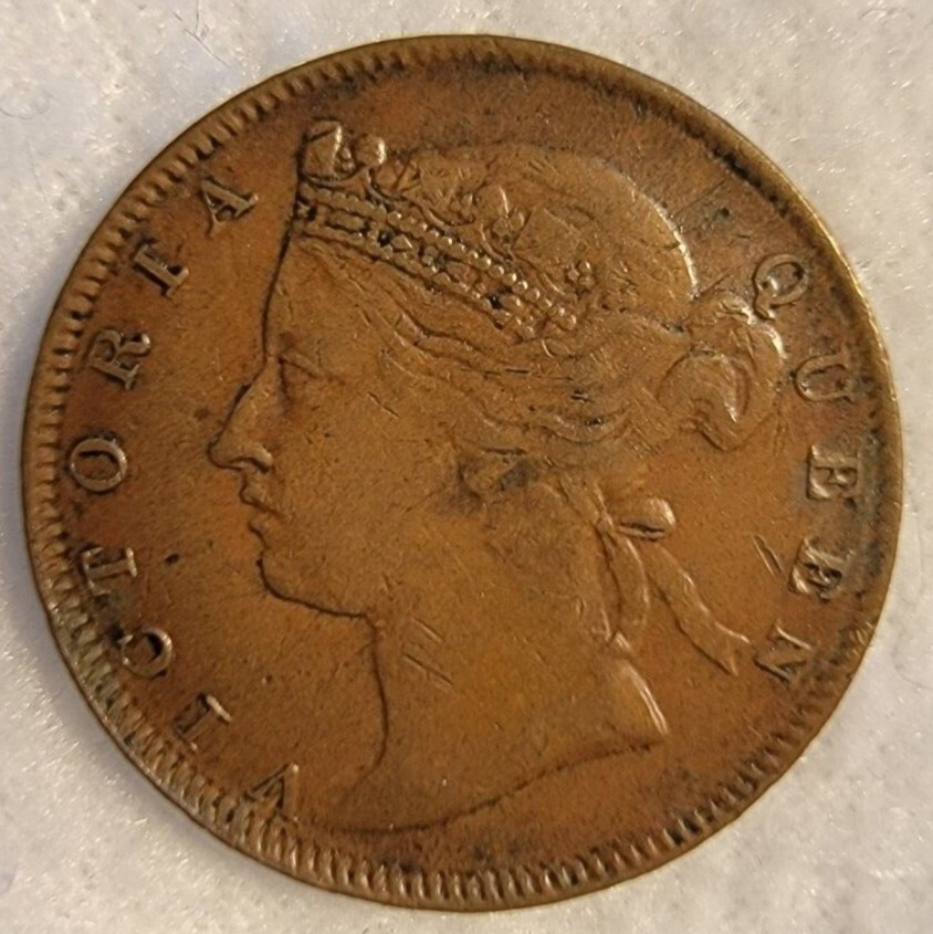 1873 Straits Settlement - 1/2 Cent - Penny 