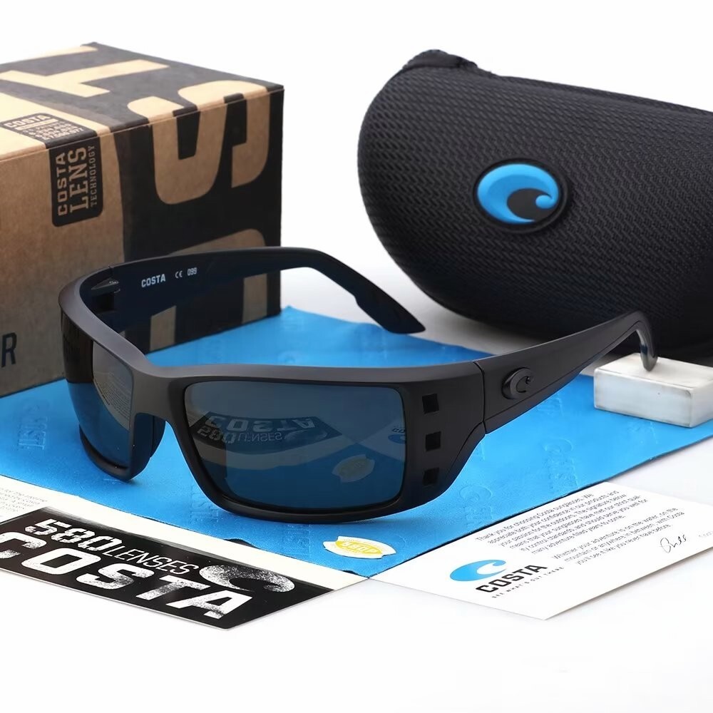 Costa Del Mar Men's Permit 580p black /black Rectangular Sunglasses