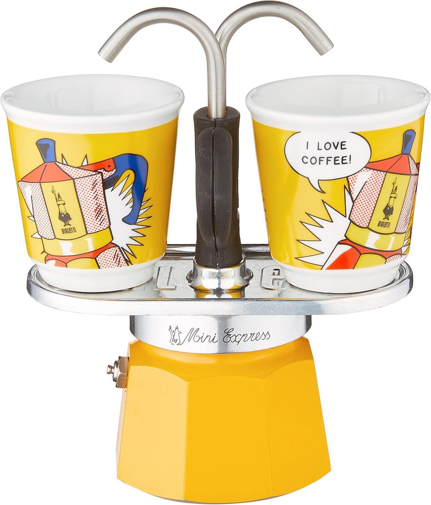 - Mini Express Lichtenstein: Moka Set Includes Coffee Maker 2-Cup (2.8 Oz) + 2 S