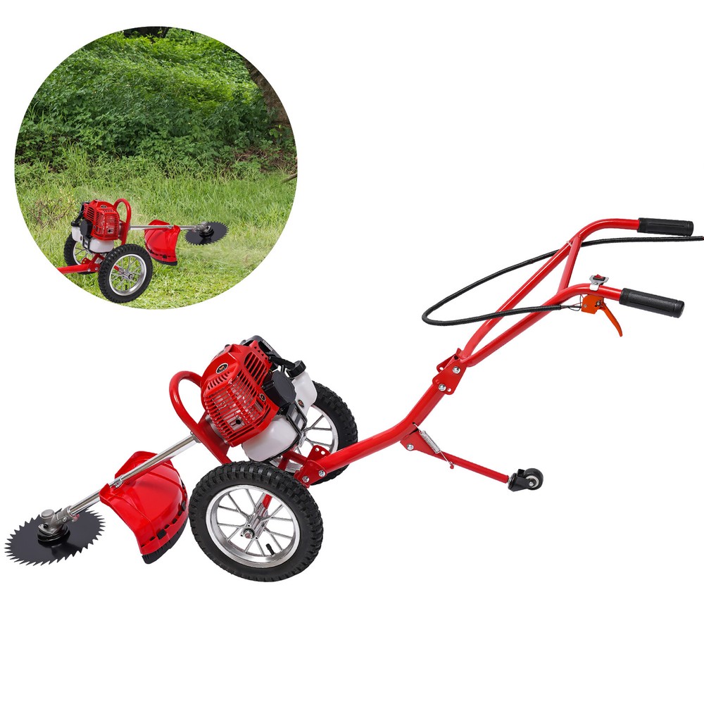 49CC Gas Grass String Trimmer Cutter Wheeled Lawn Edger Weed Wacker Mower 2.5hp