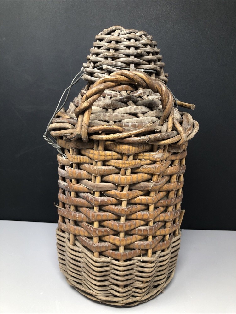 wicker Covered Stoneware Cider Flagon #619