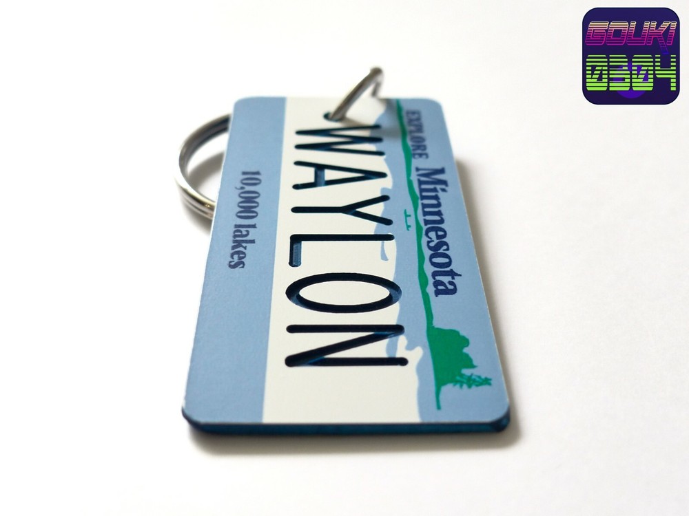Personalized Minnesota Keychain - License Plate Tag - Custom Engraved - Vintage