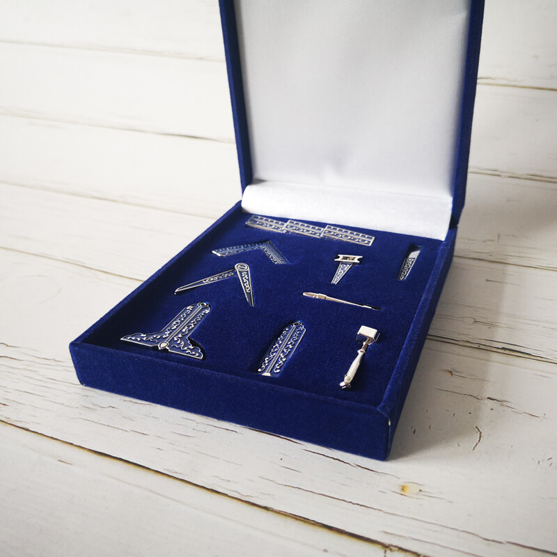 9 pieces Masonic Miniature Working Tools Velvet exquisite Gift Set blue Boxed