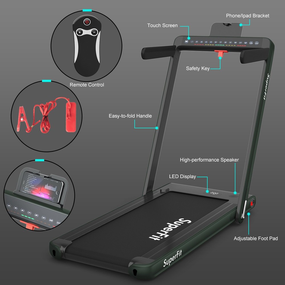 2.25HP 2 in 1 Folding Jogging Machine Treadmill Dual Display W/Speaker