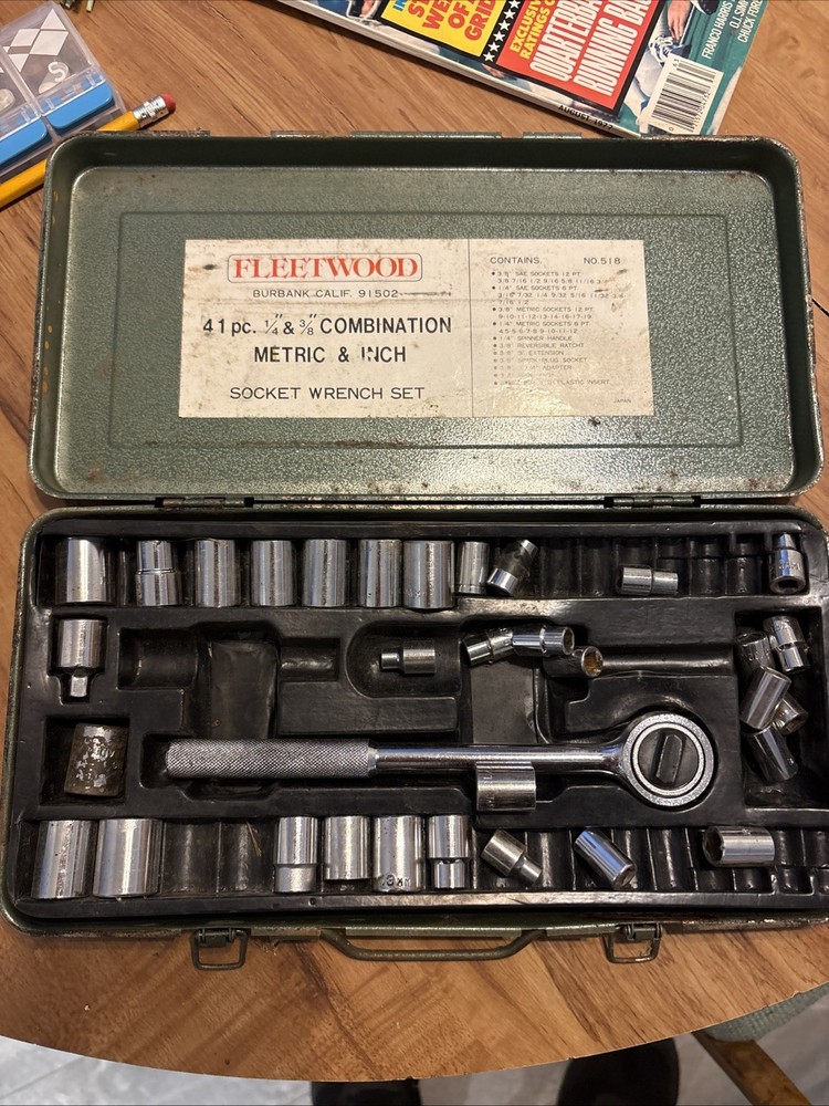 Vintage Fleetwood 30pc Socket Wrench Set - missing some sockets