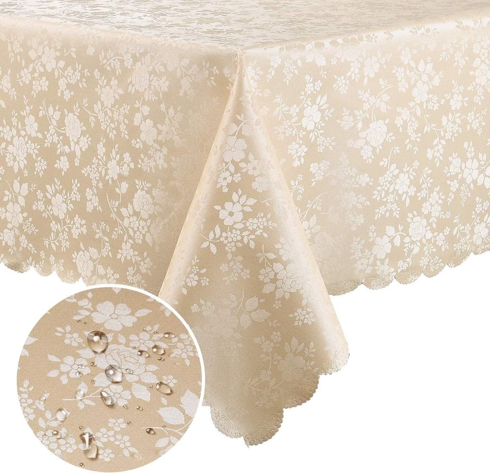 Mantel rectangular de vinilo resistente al agua (beige, 152 x 213 cm)