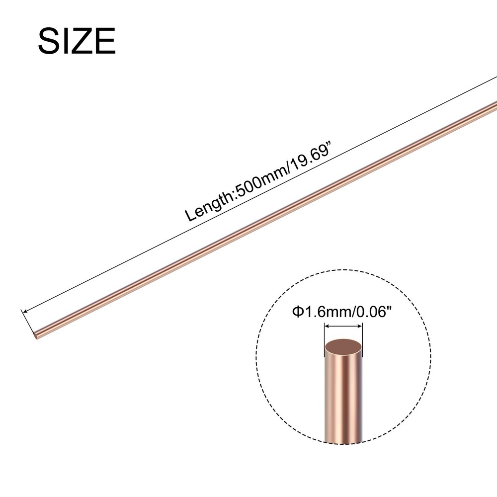 35Pcs Copper Brazing Rods, Phosphor Copper Solder, Low Temperature 1/16"x20"