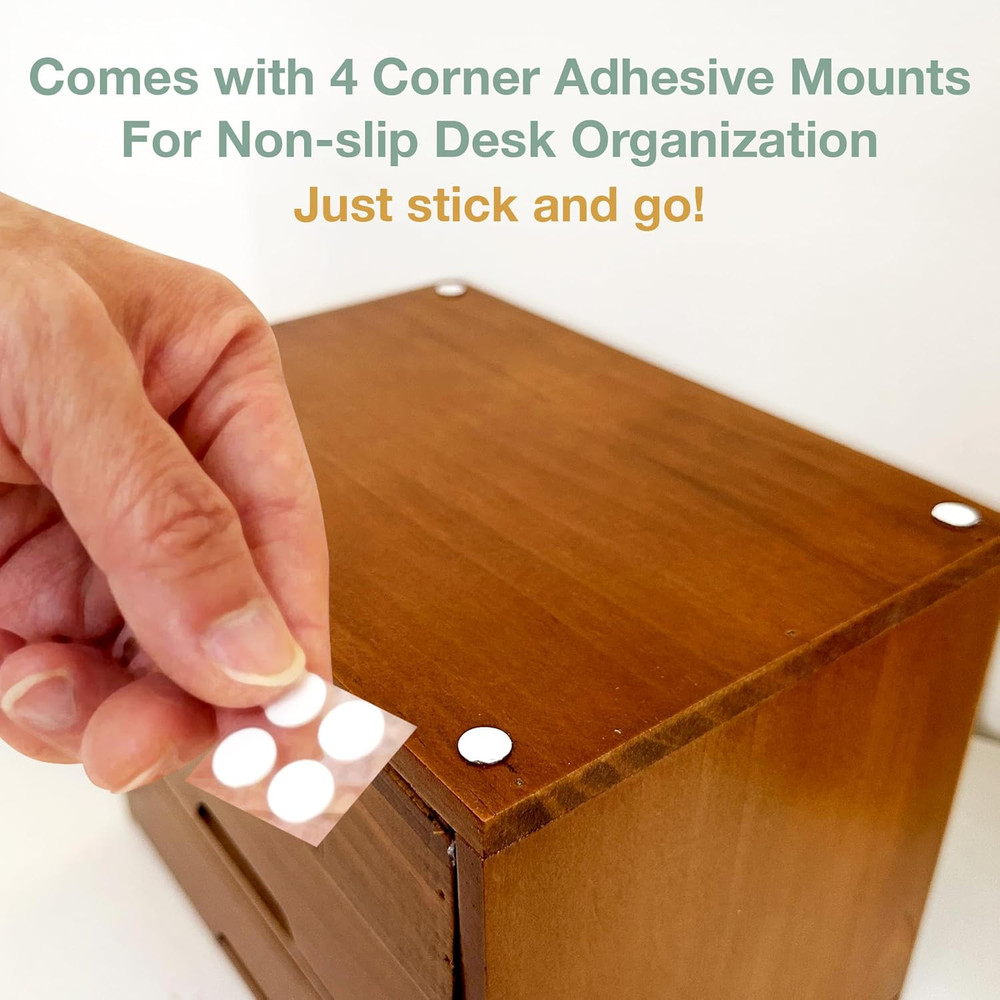 Modern Mahogany 4-Pack Desktop Drawer Organizer - Stackable Storage Solution