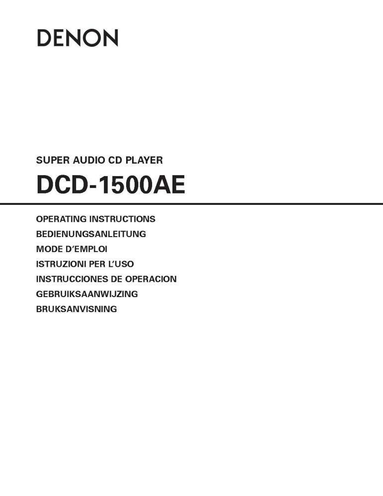 Denon DCD-1500AE CD Player Owners Manual