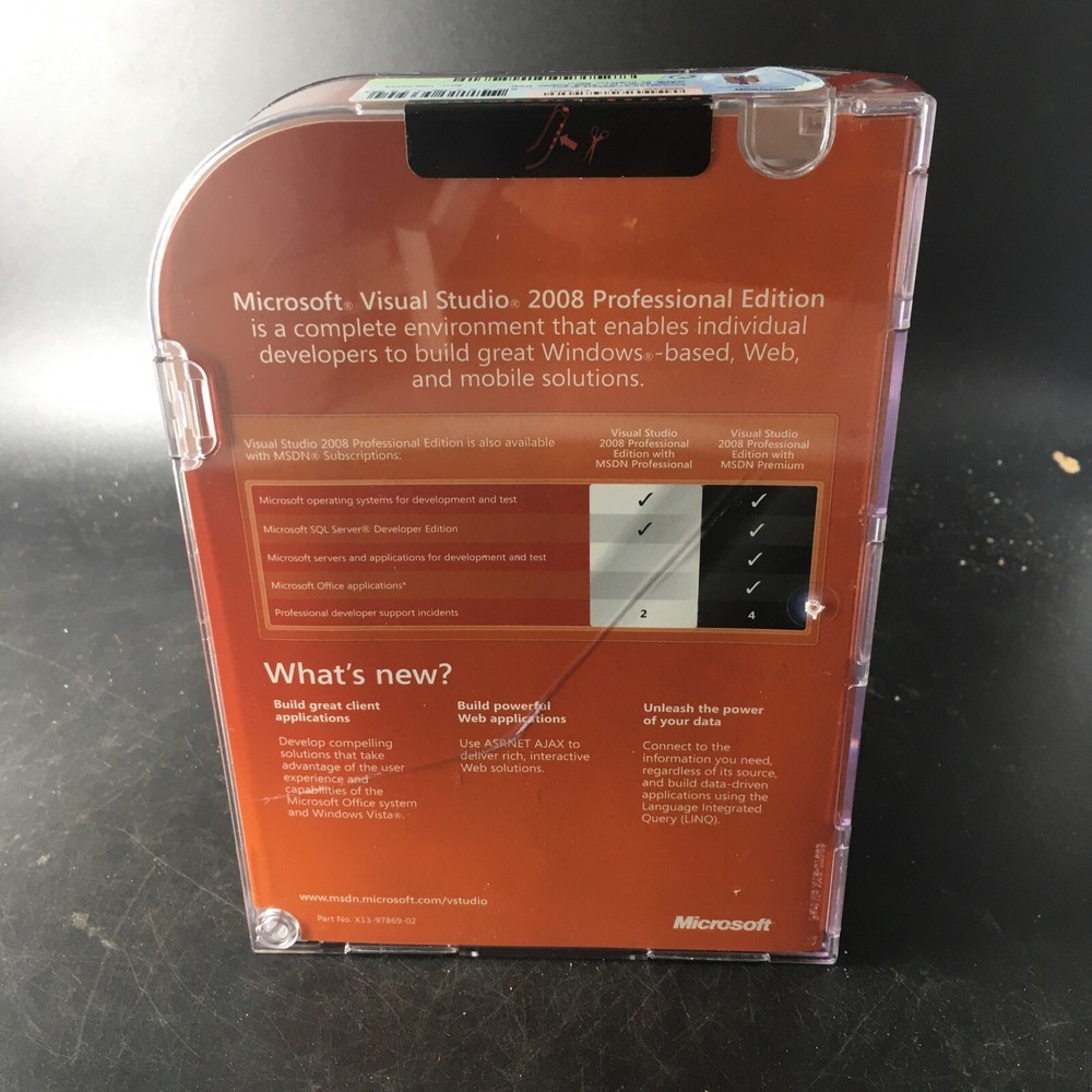 Microsoft Visual Studio 2008 Professional, SKU C5E-00245, Sealed Retail Box