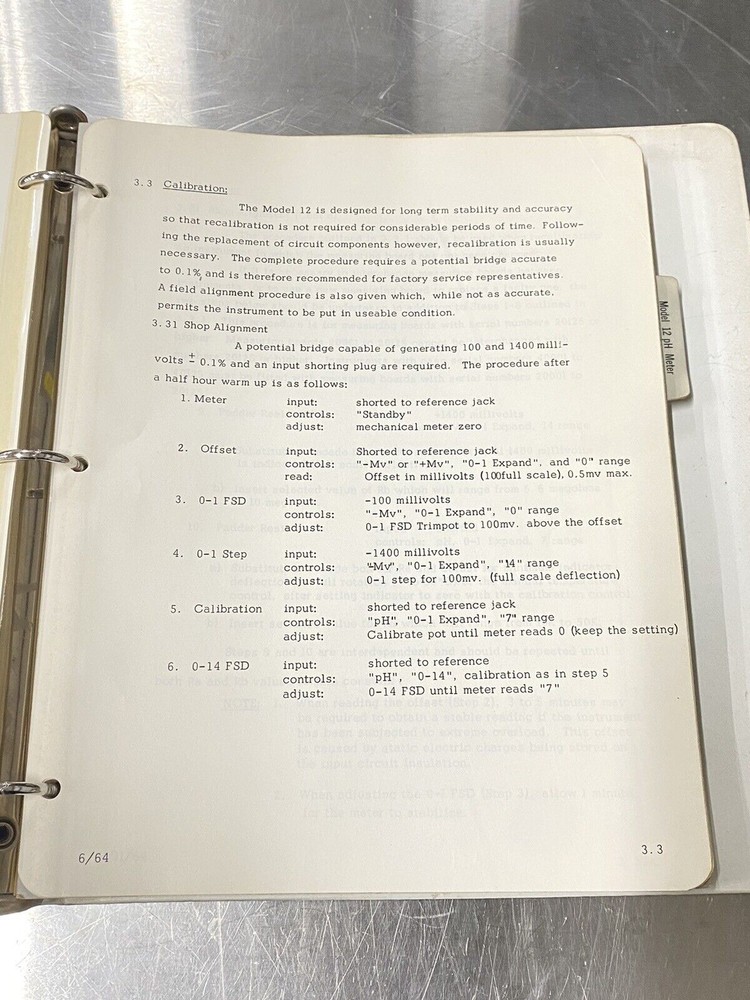 Corning 12 PH Meter - Users Guide / Instruction Book / Manual