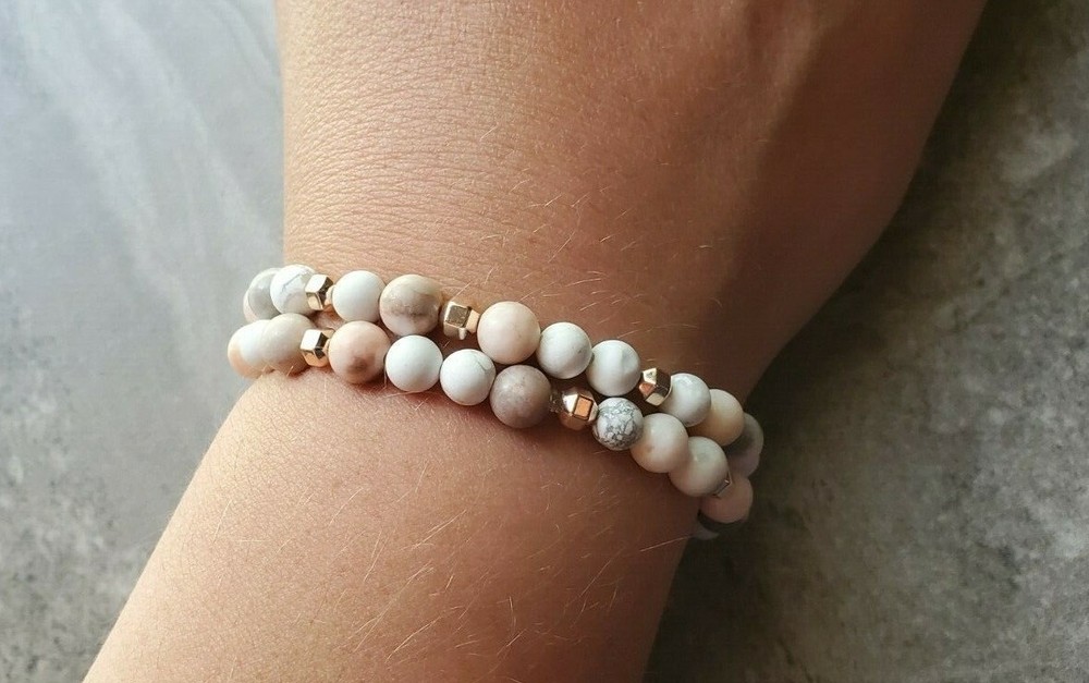 Pink Zebra Stone Beaded Bracelets