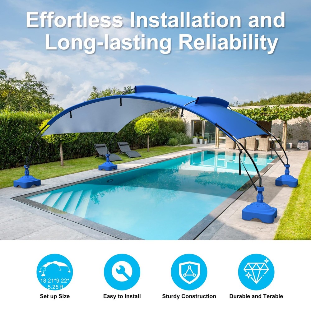 Pool Shade Canopy, Large Beach Canopy with UV Block & Waterproof, Steel Frame...