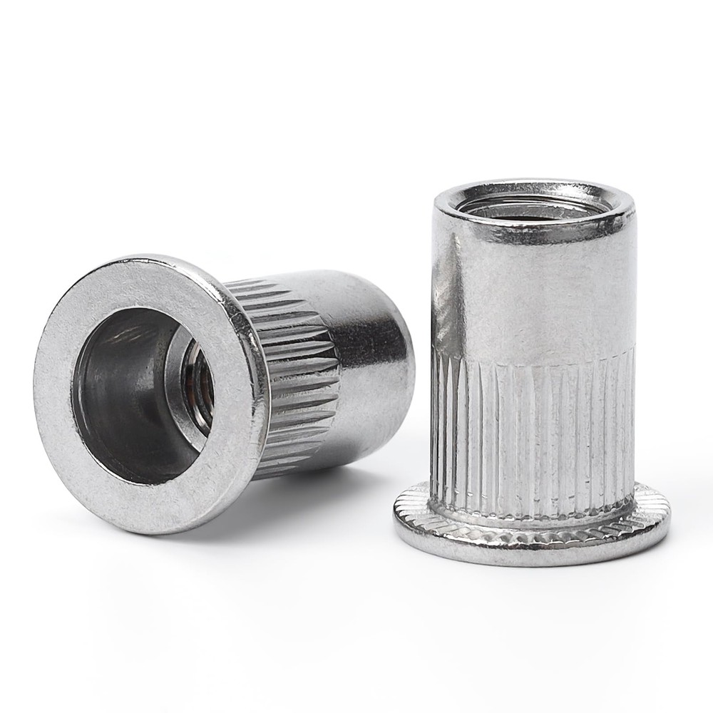 50Pcs M8 Rivet Nuts, 304 Stainless Steel Flat Head Rivnut Threaded Insert Nut...