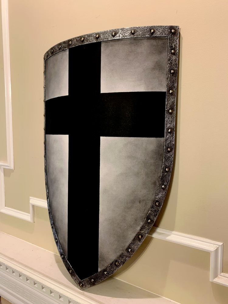 Medieval Crusader Shield Battle Knight Warrior Shield Templar Black Cross Design