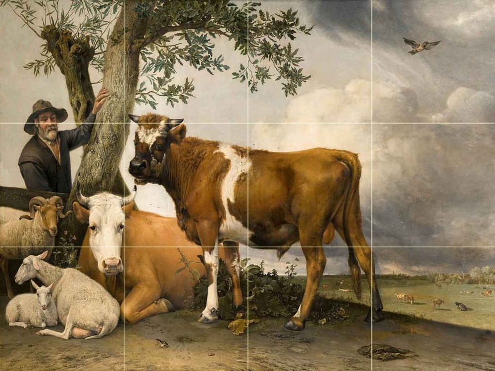 The Young Bull Tile Mural Kitchen Bathroom Wall Backsplash Art 24x18
