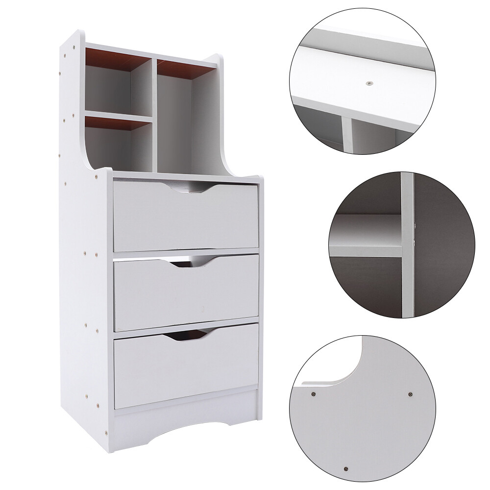3 Drawers End Table Bedside Table Nightstand Organizer Storage Table Bedroom NEW