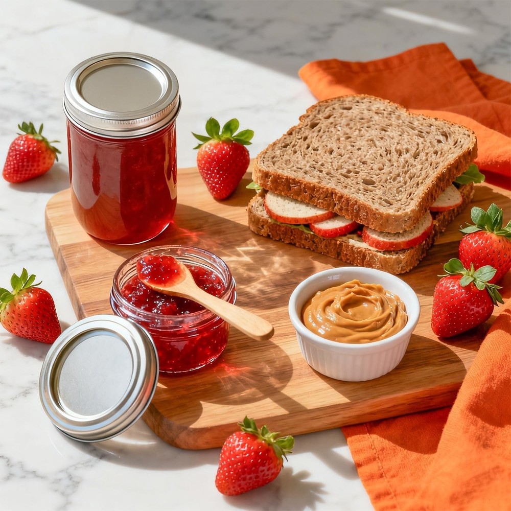 ComSaf Mini Mason Jars 4oz - 8 Pack, Regular Mouth 4oz*8, Clear,Silver