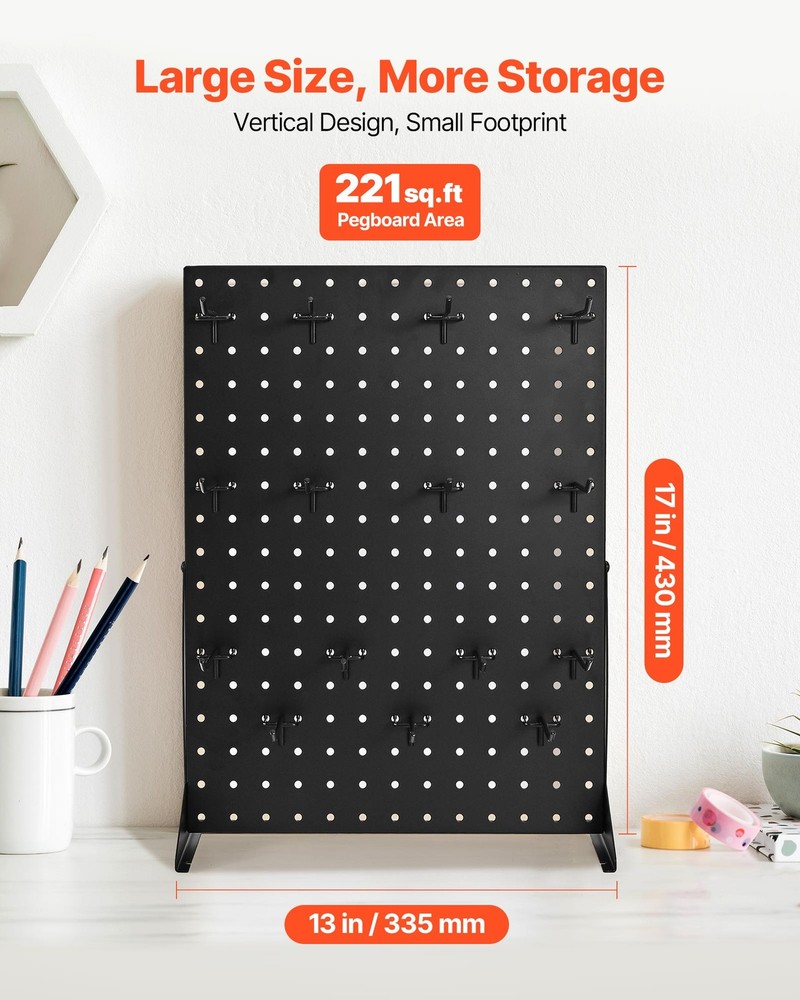 VEVOR Pegboard Display Stand with 30 Hooks Pegboard Panels Display Black (2 PCS)