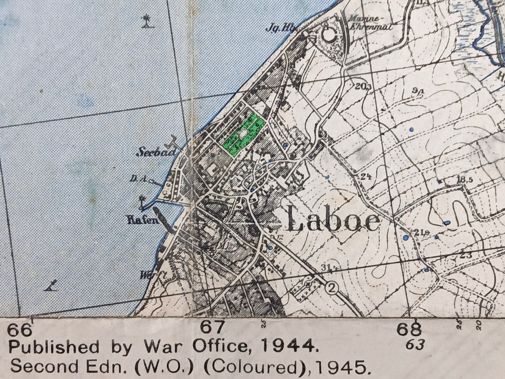 WW2 map of GERMANY entitled "BARSBEK" with BATTLE INTELLIGENCE NOTES (CAPTURED)