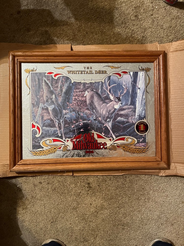 old milwaukee beer mirror deer nib