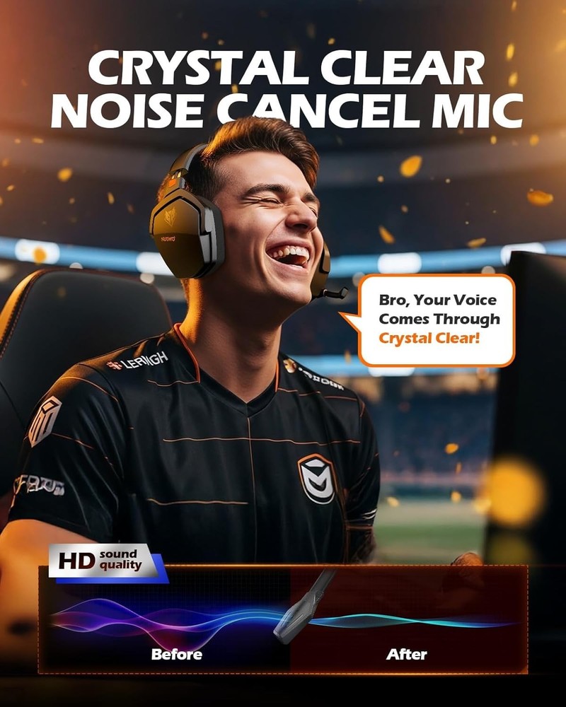 NUBWO Wireless Gaming Headset with Mic for Ps5 Ps4 PC, Zero Interference, 100-hr