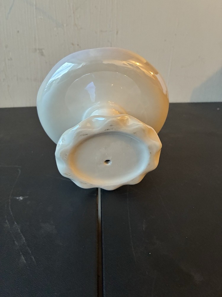 White Ceramic Round Pedestal Cake Stand Glossy Finish Solid Pattern