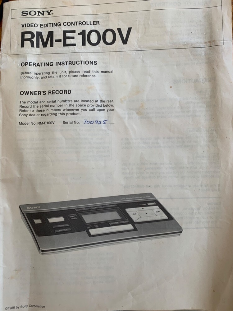 Vintage Sony Video Editing Controller, RM-E100V