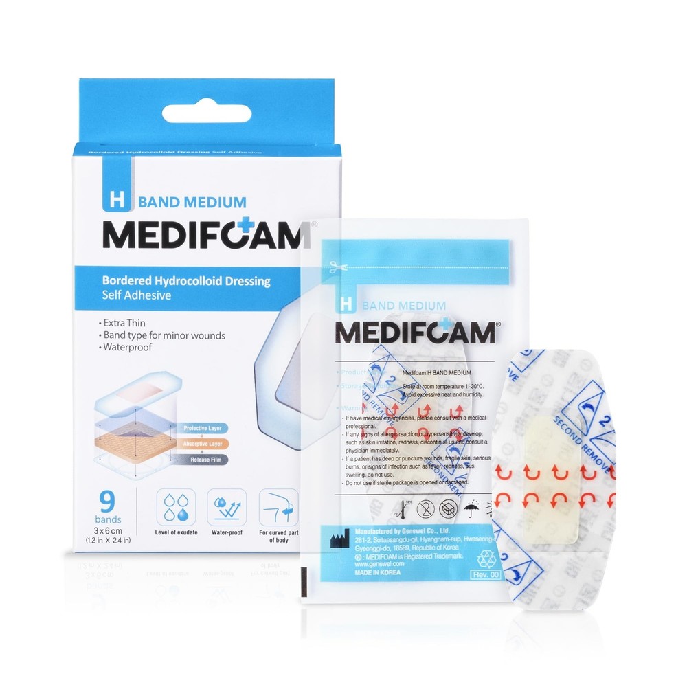 H Band Medium - Bordered Hydrocolloid Dressing, Self Adhesive Wound Dressing,...