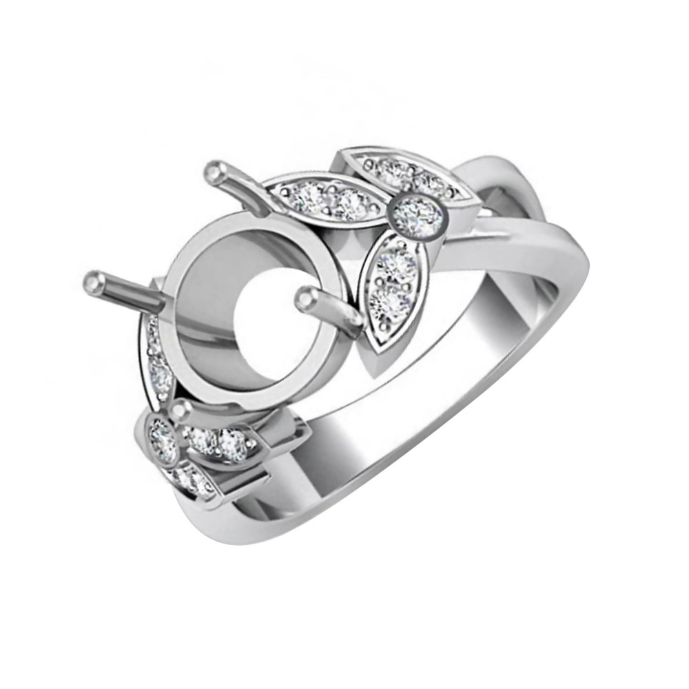Ring Setting Round 8mm 925 Sterling Silver Semi Mount Ring Setting